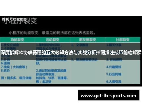 深度拆解欧协联赛程的五大必知方法与实战分析指南投注技巧前瞻解读 深度拆解欧协联赛程的五大必知方法与实战分析指南投注技巧前瞻解读